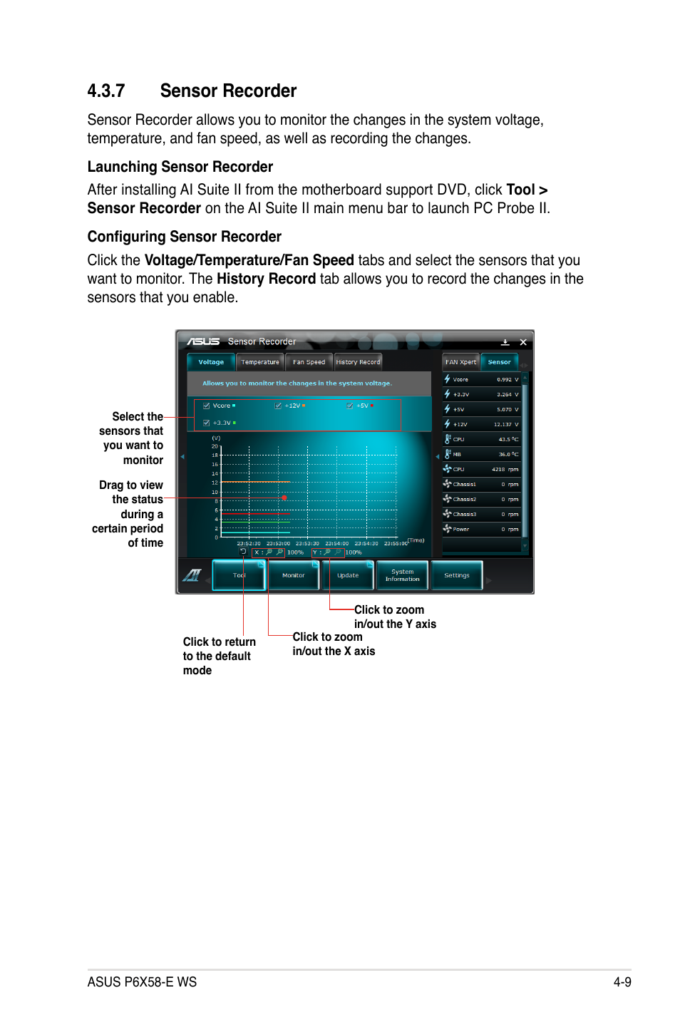 7 sensor recorder | Asus P6X58-E WS User Manual | Page 121 / 152
