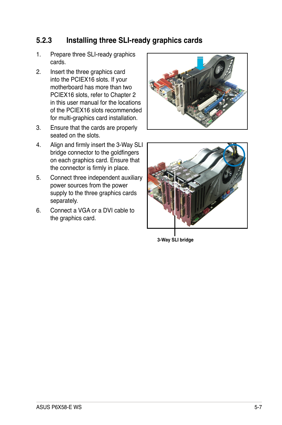 3 installing three sli-ready graphics cards | Asus P6X58-E WS User Manual | Page 147 / 152