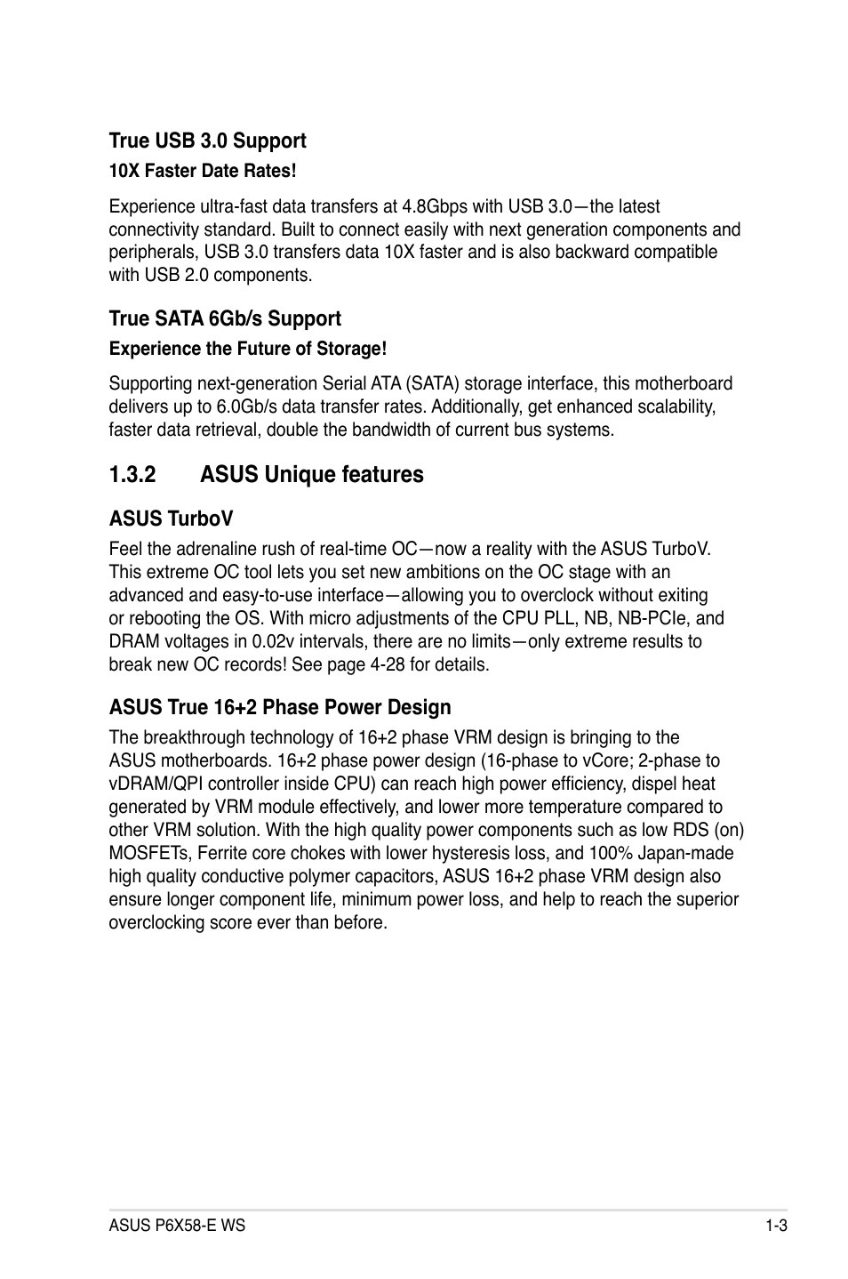 2 asus unique features | Asus P6X58-E WS User Manual | Page 19 / 152