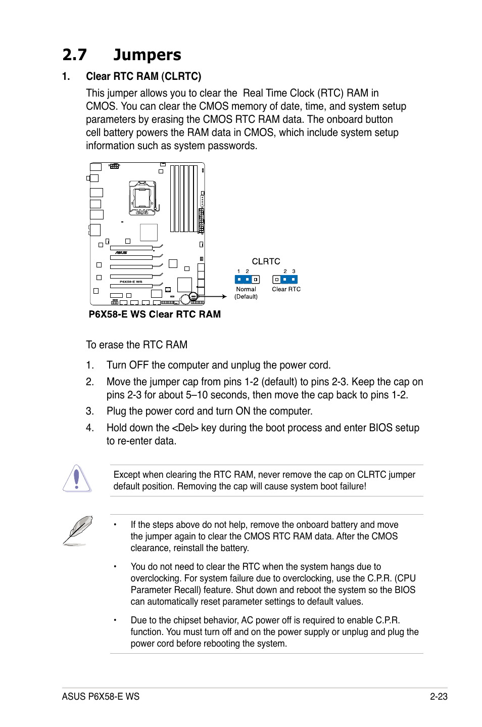 7 jumpers | Asus P6X58-E WS User Manual | Page 47 / 152