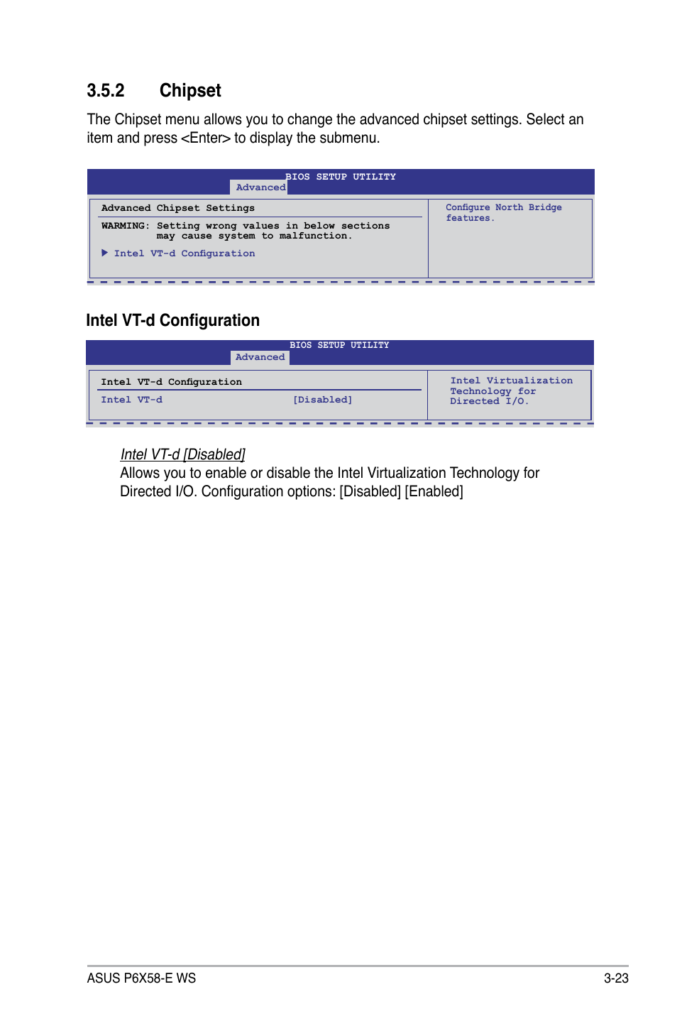 2 chipset, Intel vt-d configuration | Asus P6X58-E WS User Manual | Page 93 / 152