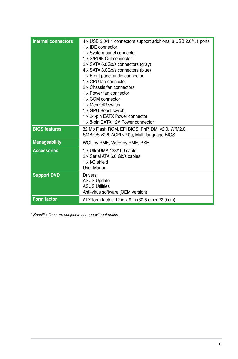 Asus P8H67-V User Manual | Page 11 / 78