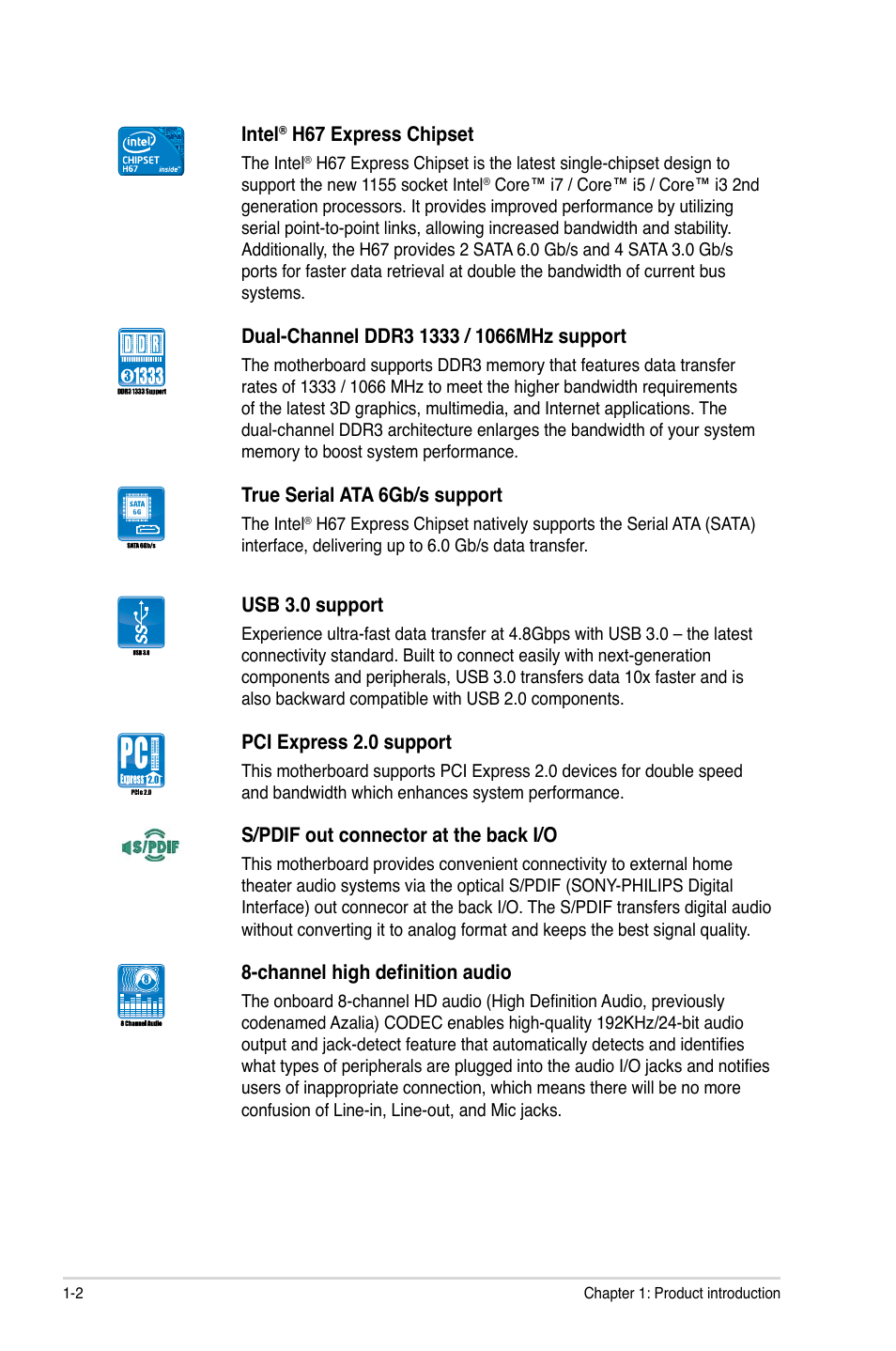 Asus P8H67-V User Manual | Page 14 / 78