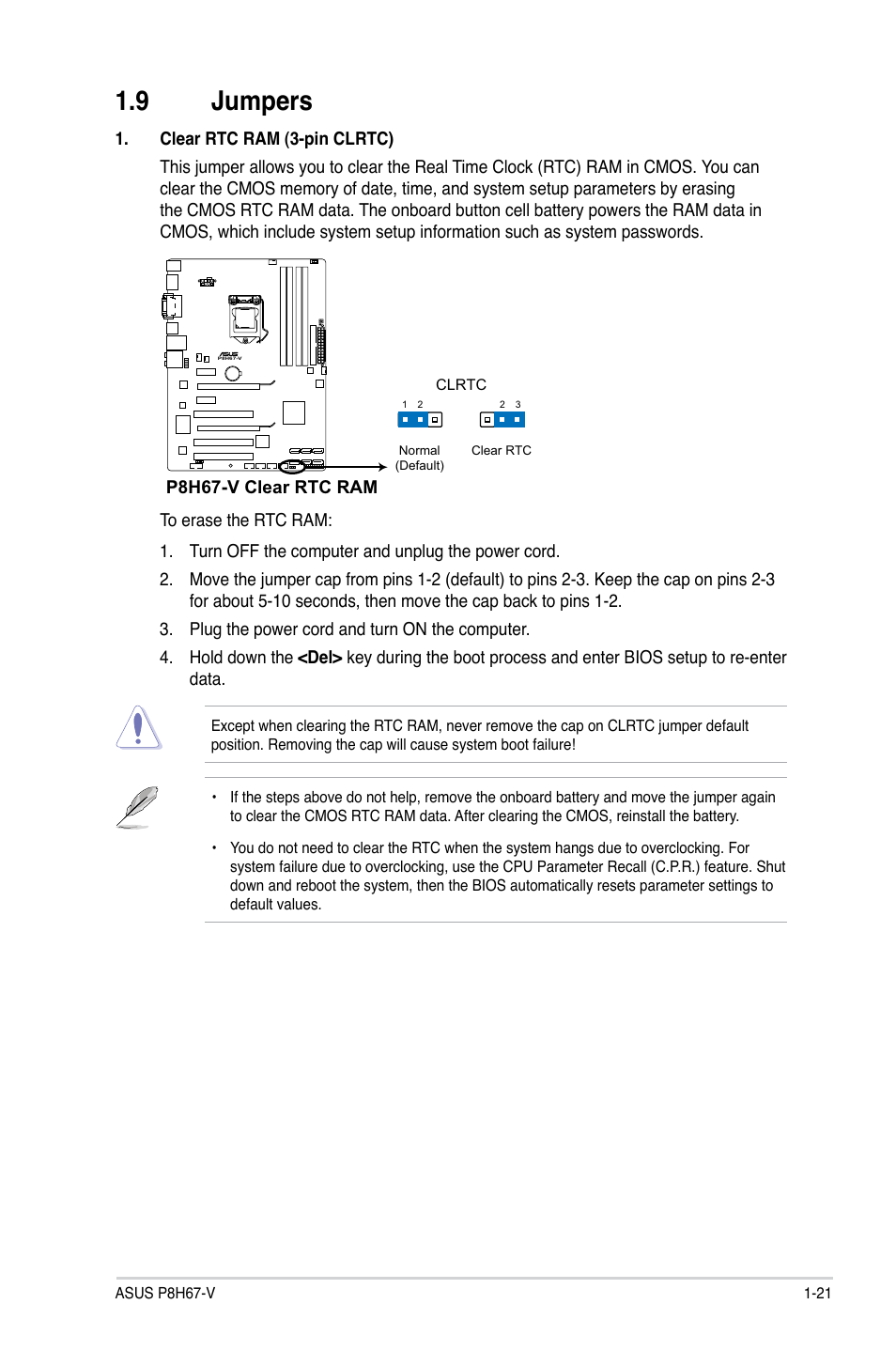 9 jumpers | Asus P8H67-V User Manual | Page 33 / 78