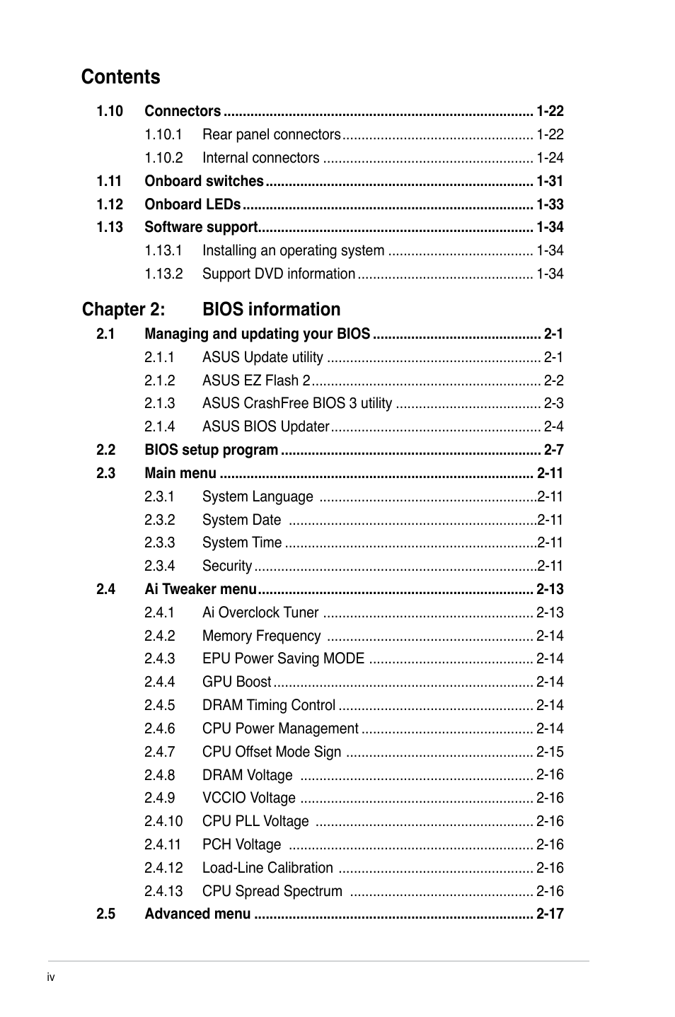 Asus P8H67-V User Manual | Page 4 / 78