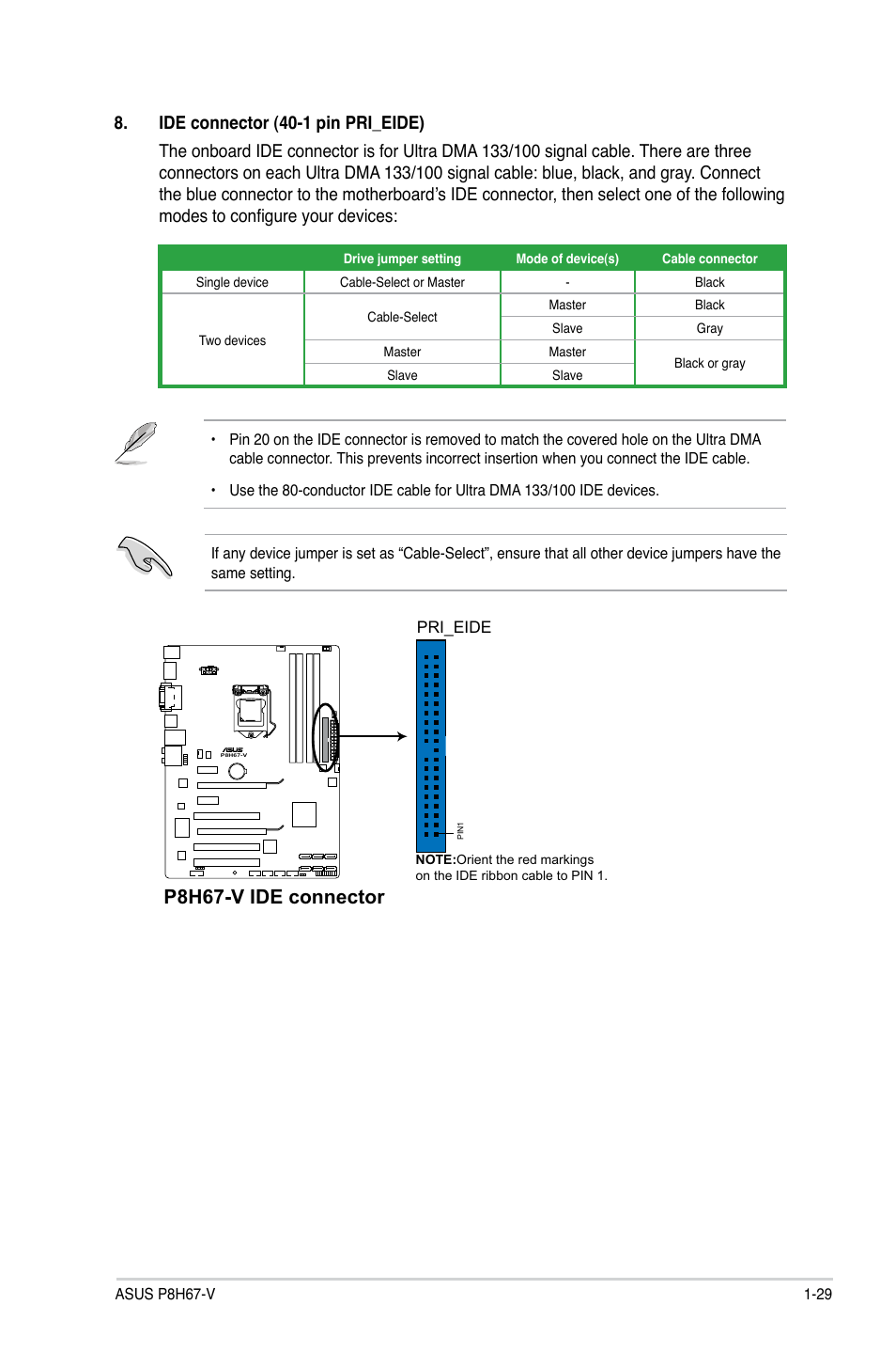 P8h67-v ide connector | Asus P8H67-V User Manual | Page 41 / 78