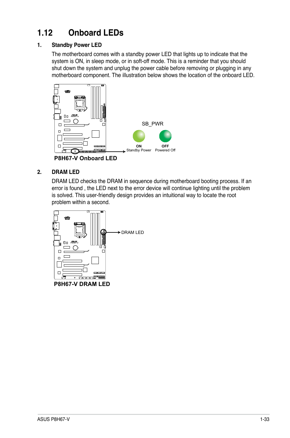 12 onboard leds | Asus P8H67-V User Manual | Page 45 / 78