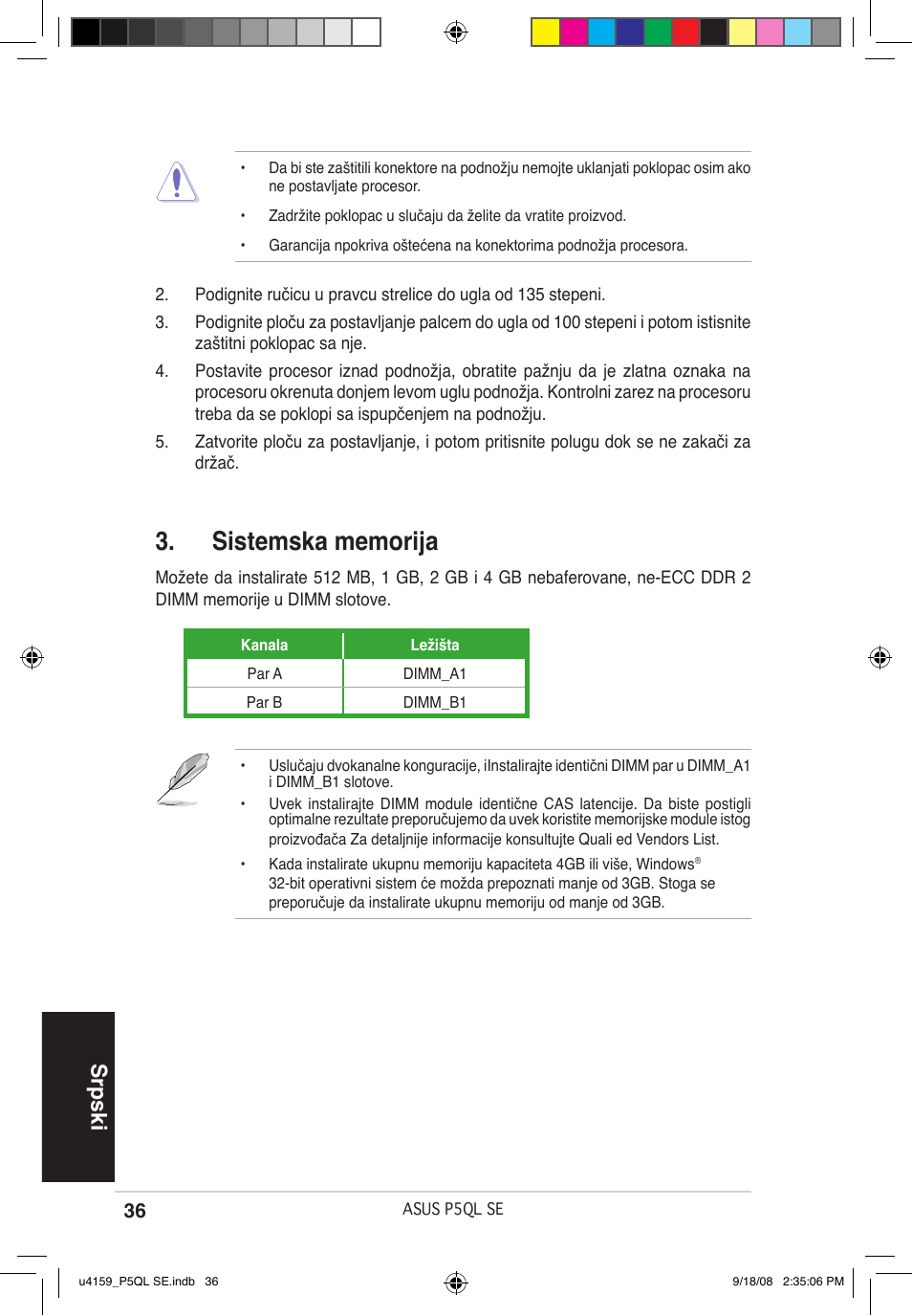 Srpski | Asus P5QL SE User Manual | Page 36 / 38