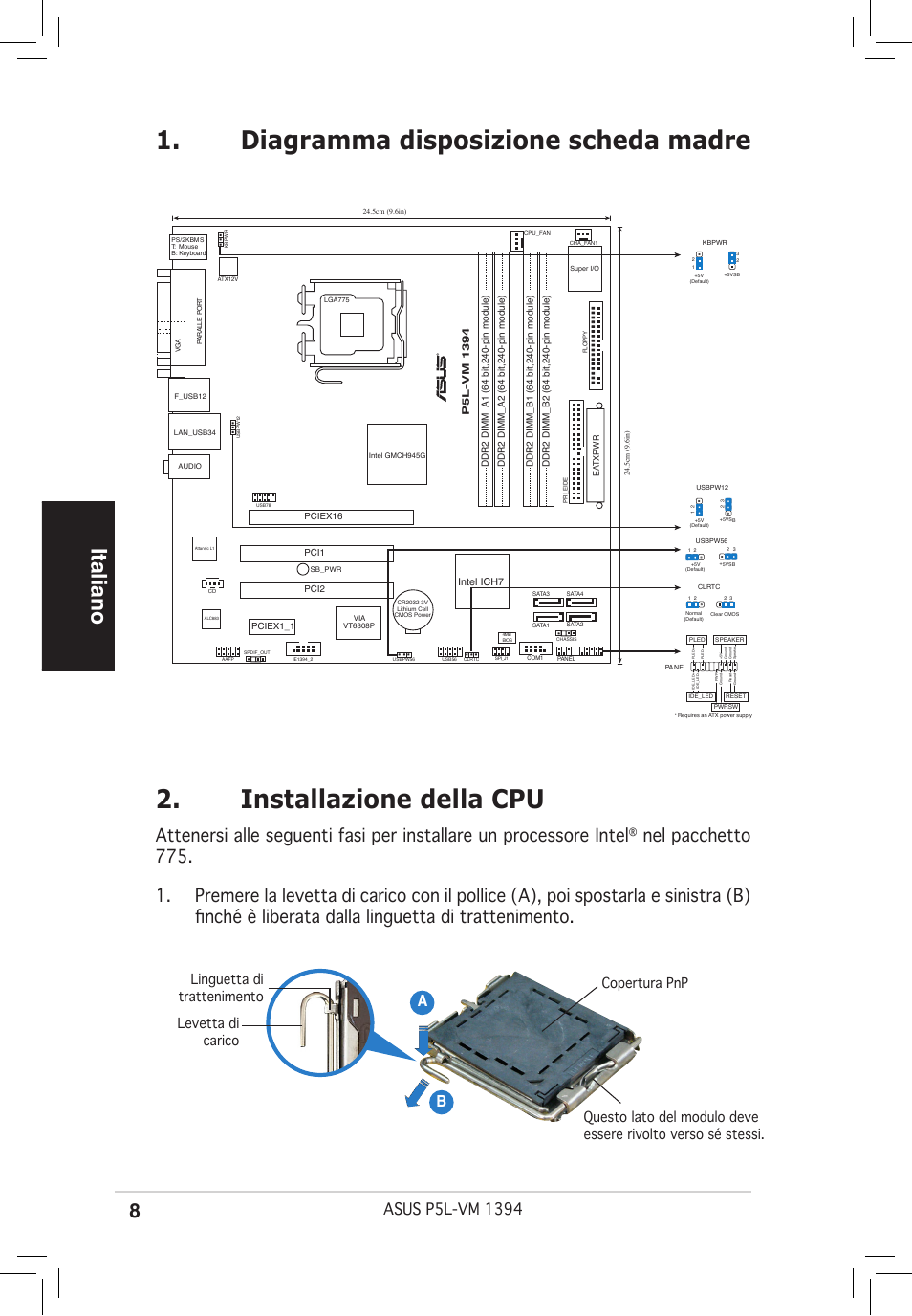 Italiano, Ab b | Asus P5L-VM 1394 User Manual | Page 8 / 38