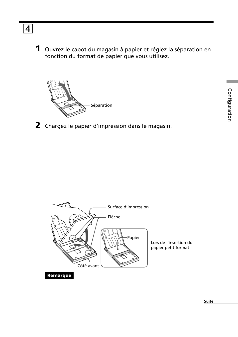 4 insertion du papier d’impression, Insertion du papier d’impression, 4insertion du papier d’impression | Sony DPP--SV77 User Manual | Page 115 / 283