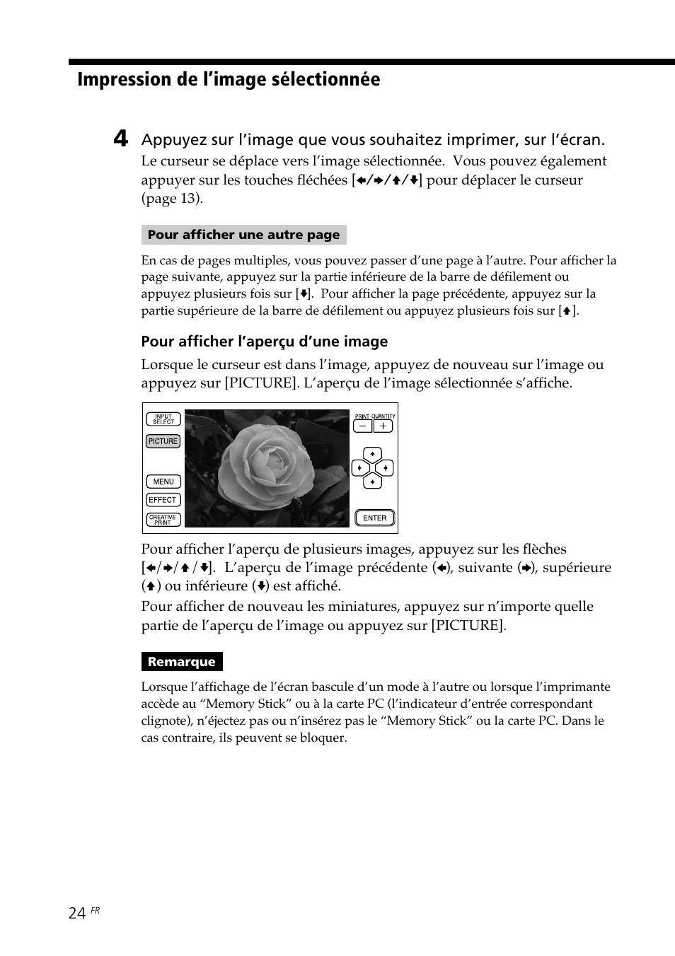 Impression de l’image sélectionnée | Sony DPP--SV77 User Manual | Page 118 / 283