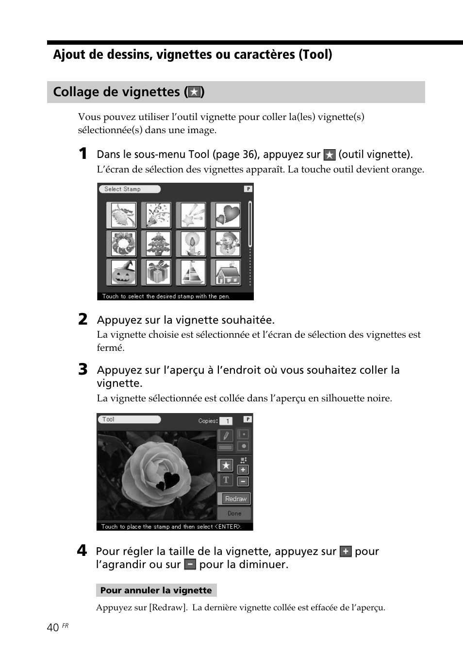 Collage de vignettes | Sony DPP--SV77 User Manual | Page 134 / 283
