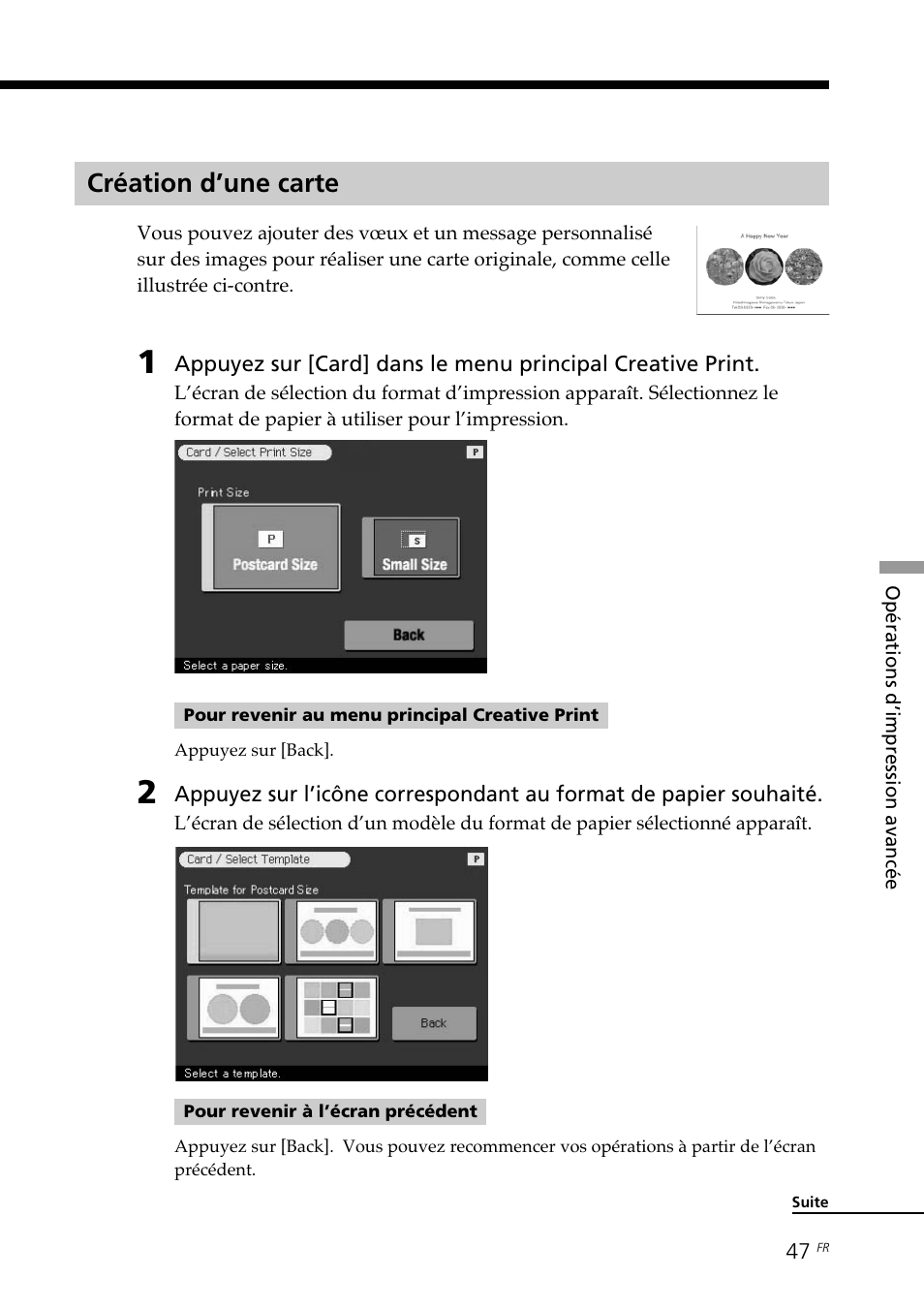 Création d’une carte | Sony DPP--SV77 User Manual | Page 141 / 283