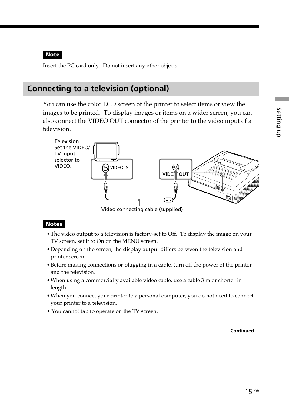 Connecting to a television (optional), Video out connector | Sony DPP--SV77 User Manual | Page 15 / 283