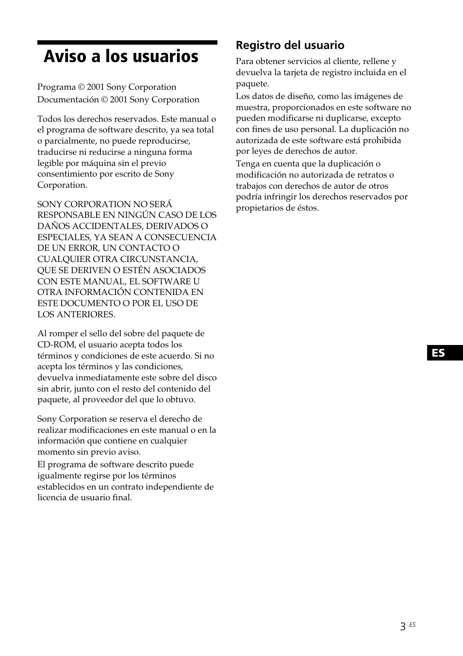 Aviso a los usuarios | Sony DPP--SV77 User Manual | Page 191 / 283