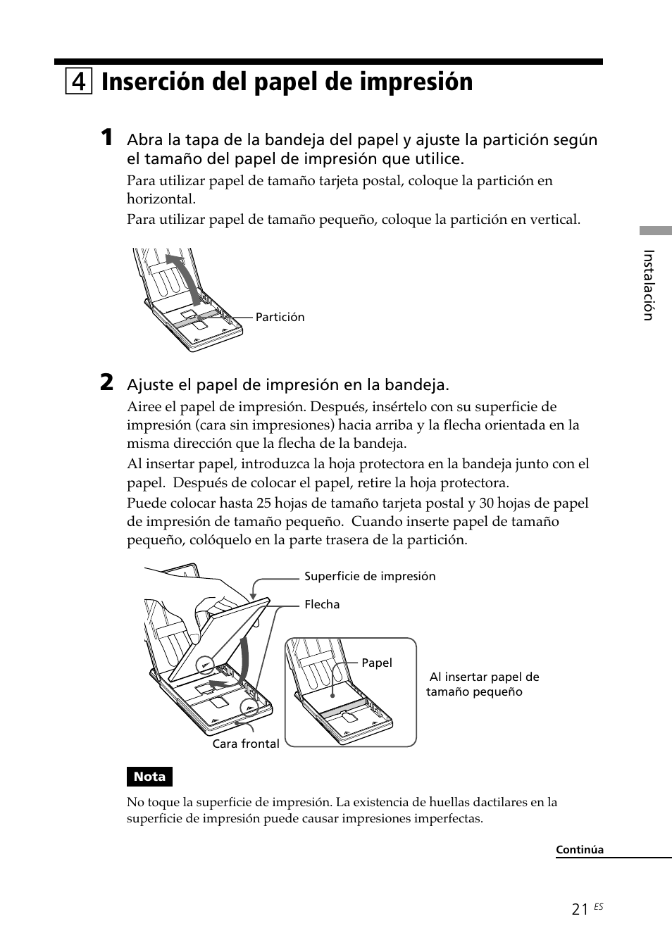 4 inserción del papel de impresión, Inserción del papel de impresión, 4inserción del papel de impresión | Sony DPP--SV77 User Manual | Page 209 / 283