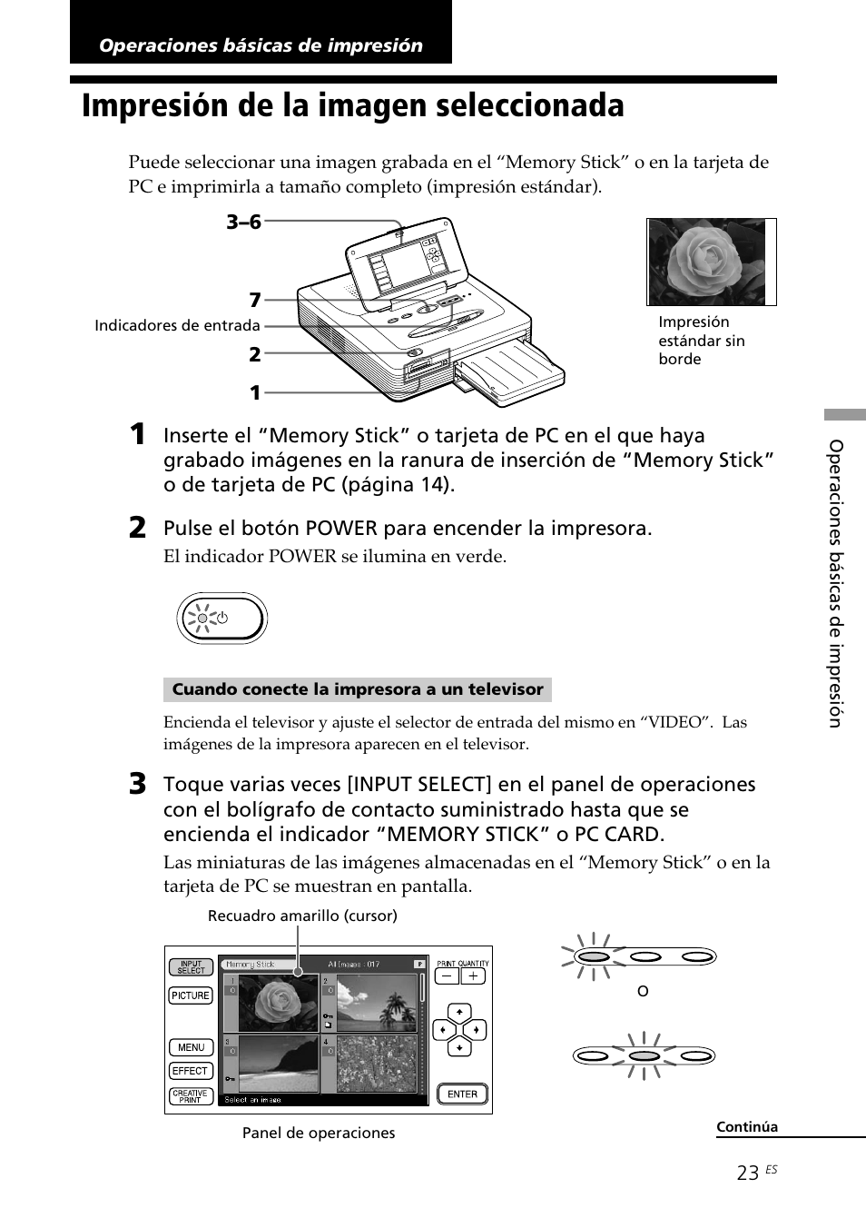 Operaciones básicas de impresión, Impresión de la imagen seleccionada | Sony DPP--SV77 User Manual | Page 211 / 283