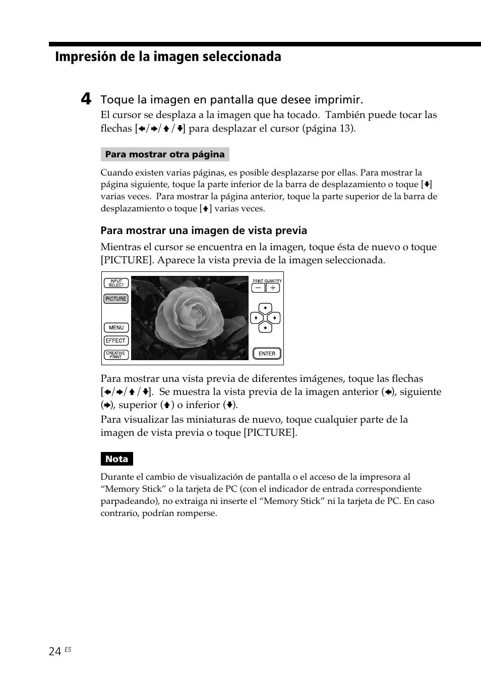 Impresión de la imagen seleccionada | Sony DPP--SV77 User Manual | Page 212 / 283