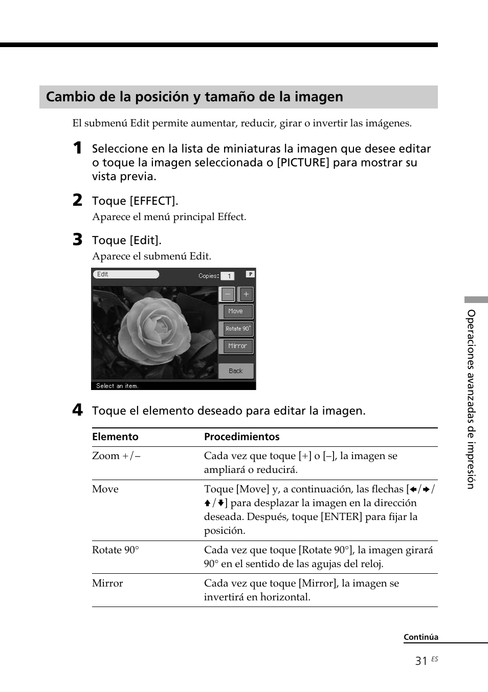 Cambio de la posición y tamaño de la imagen | Sony DPP--SV77 User Manual | Page 219 / 283