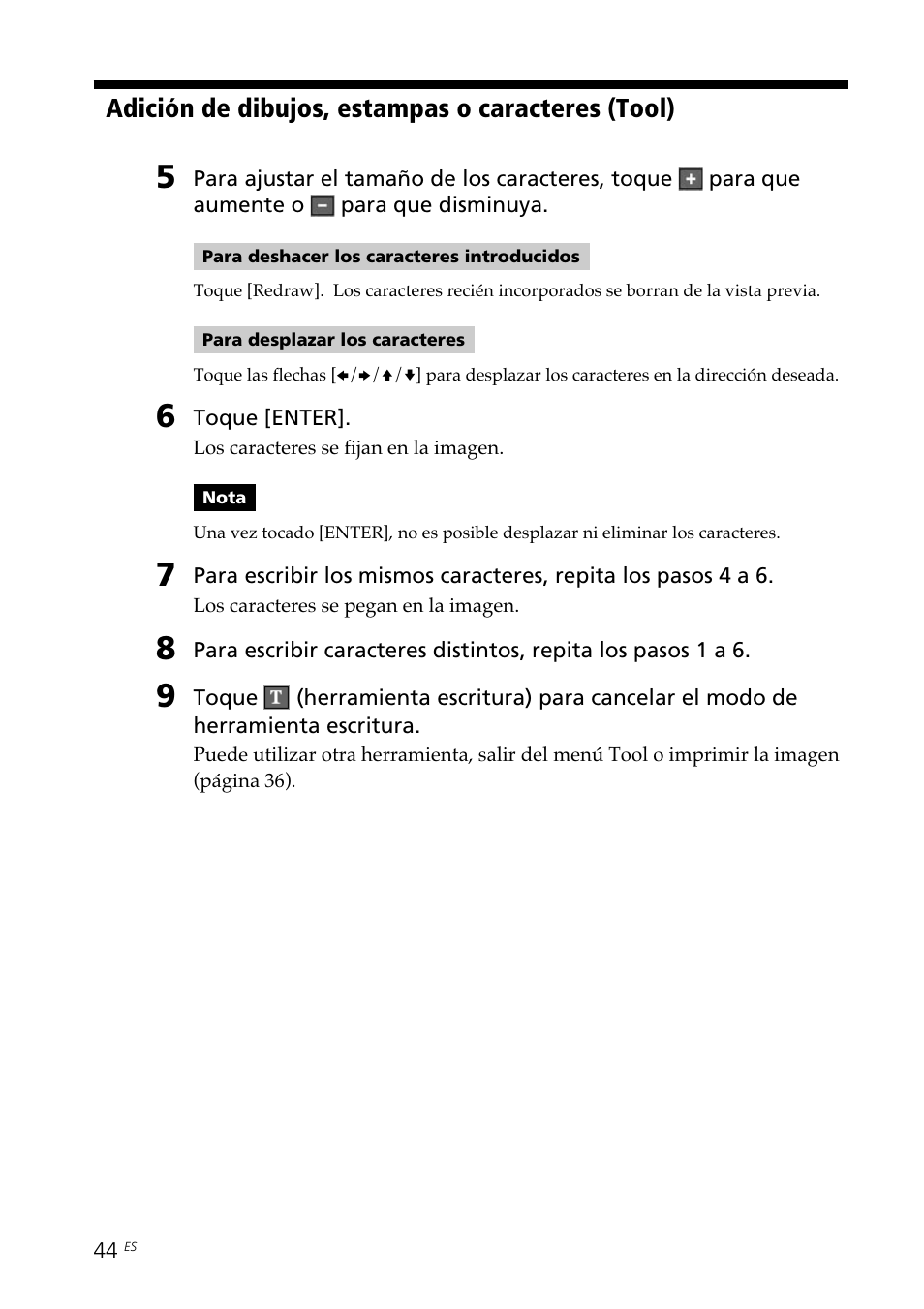 Adición de dibujos, estampas o caracteres (tool) | Sony DPP--SV77 User Manual | Page 232 / 283