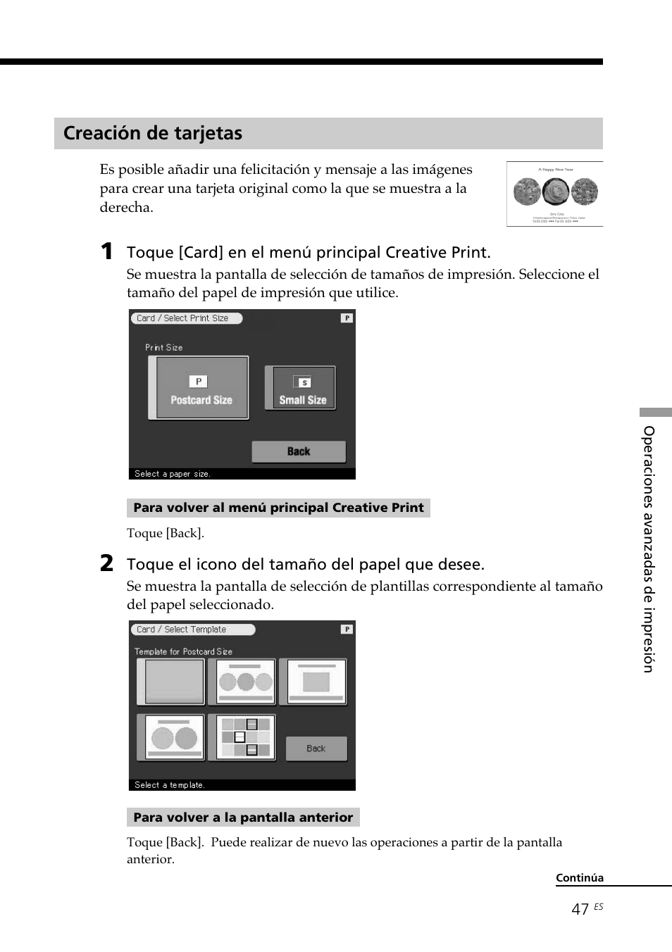 Creación de tarjetas | Sony DPP--SV77 User Manual | Page 235 / 283