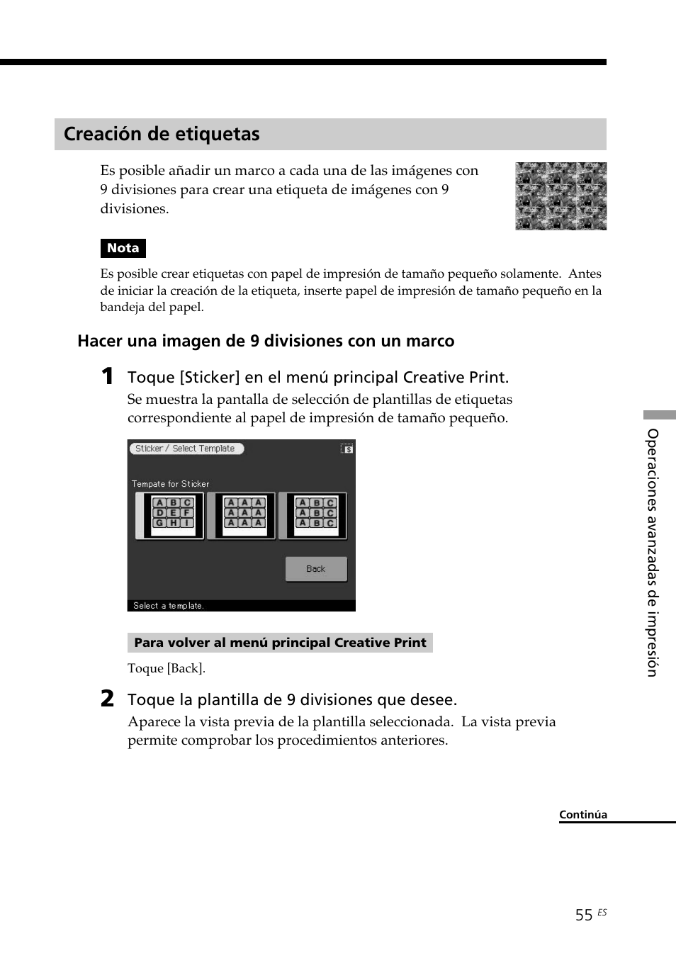 Creación de etiquetas | Sony DPP--SV77 User Manual | Page 243 / 283