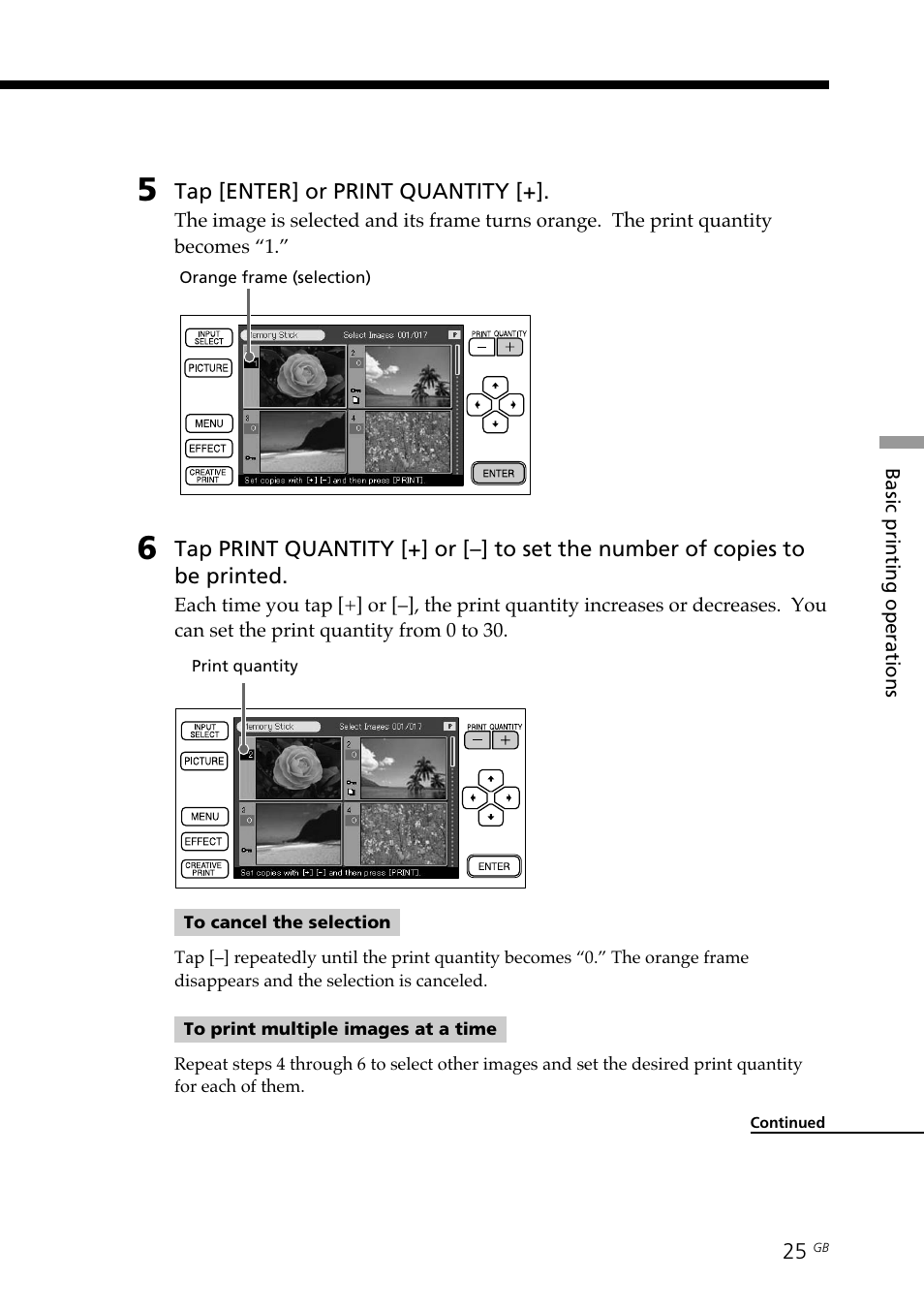 Print quantity | Sony DPP--SV77 User Manual | Page 25 / 283