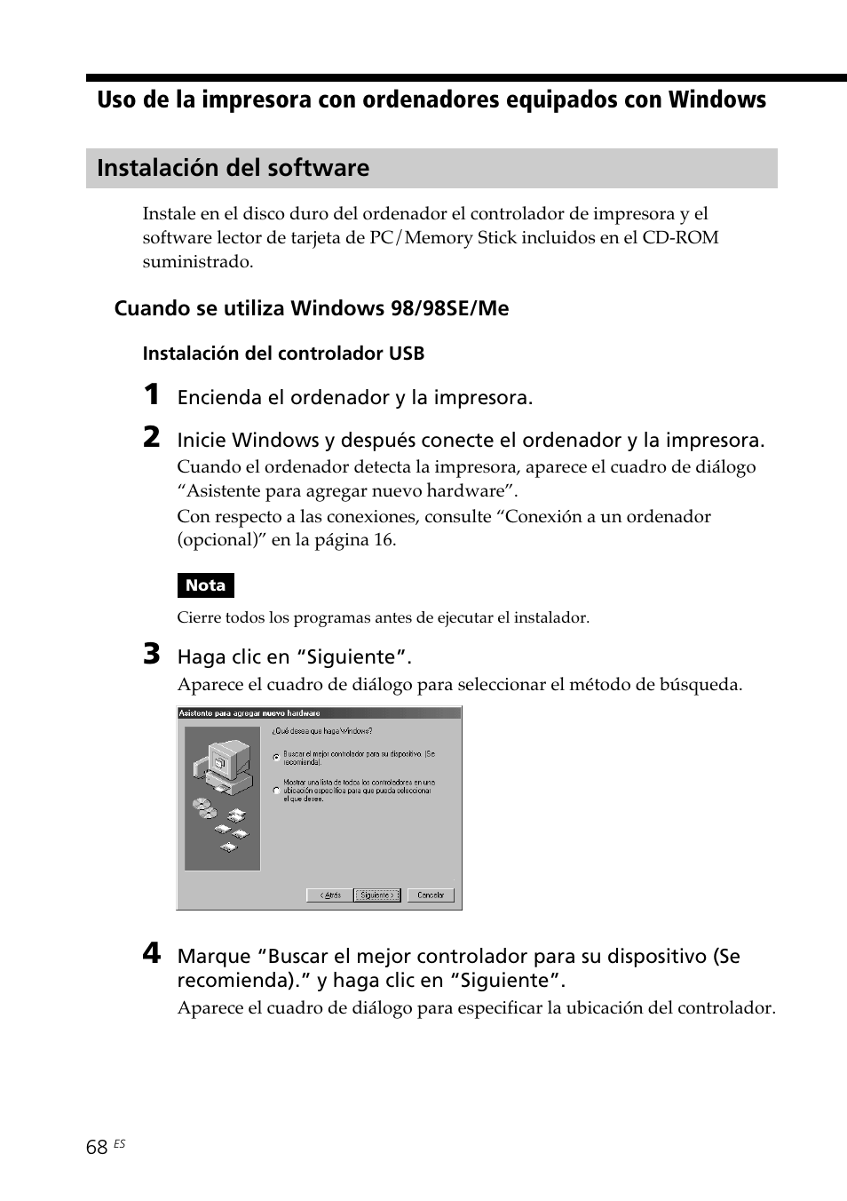 Instalación del software | Sony DPP--SV77 User Manual | Page 256 / 283