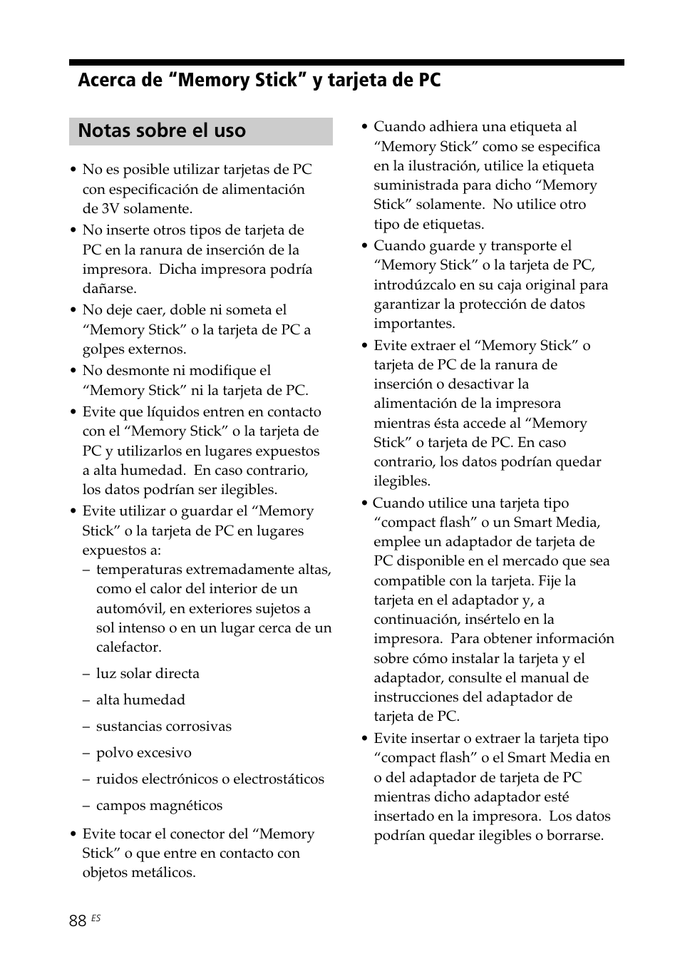 Notas sobre el uso | Sony DPP--SV77 User Manual | Page 276 / 283