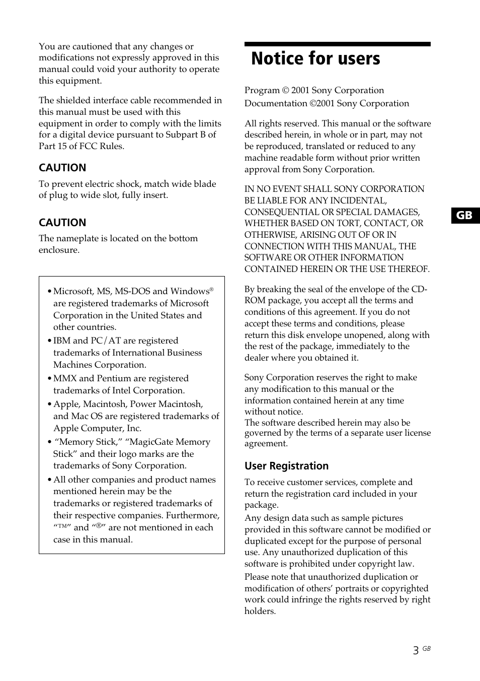 Notice for users | Sony DPP--SV77 User Manual | Page 3 / 283