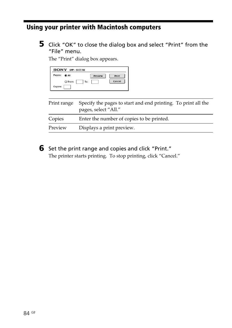 Using your printer with macintosh computers | Sony DPP--SV77 User Manual | Page 84 / 283