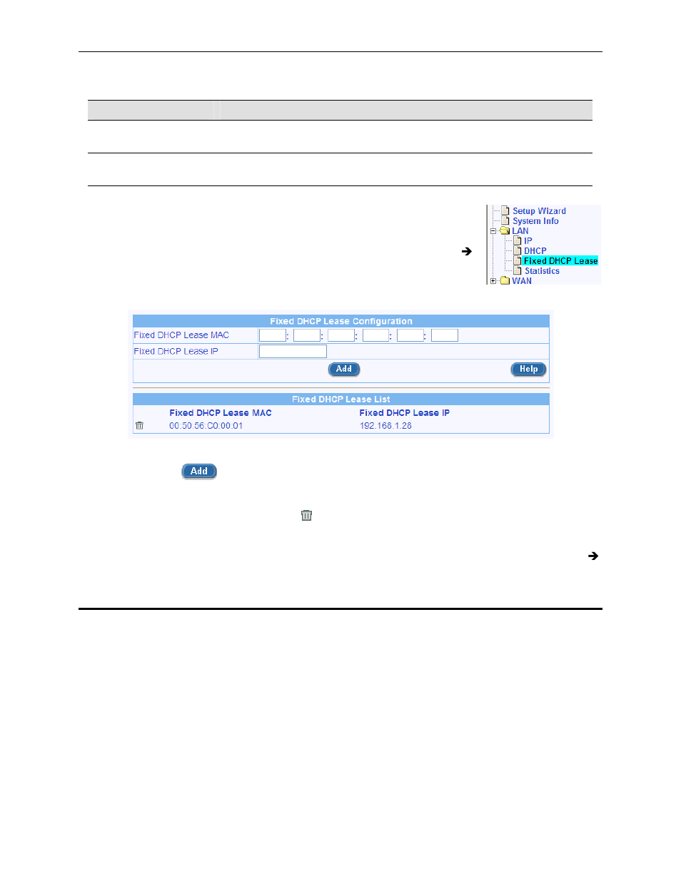 Add a fixed dhcp lease, Delete a fixed dhcp lease, Viewing fixed dhcp lease table | About dns, 3 dns | Asus RX3041H User Manual | Page 43 / 143