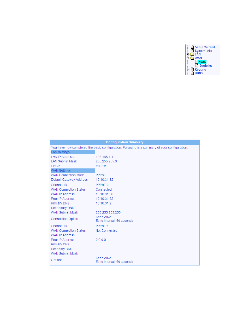 Configuring pppoe for wan, Figure 6.2. wan pppoe configuration summary, 2 “ configuring pppoe for wan ”) | Asus RX3041H User Manual | Page 49 / 143