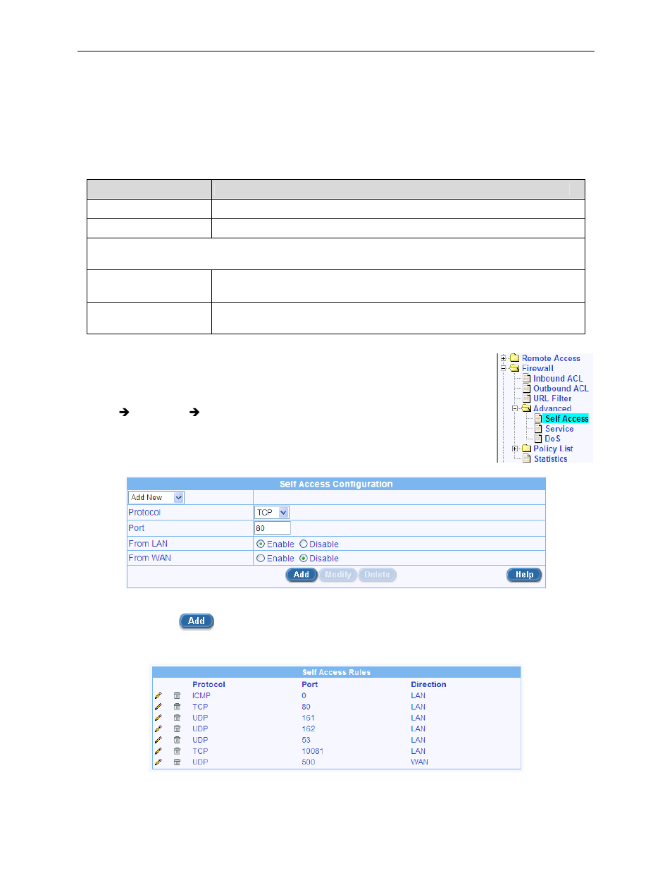 Configuring self access rules, Self access configuration parameters, Add a self access rule | Table 9.3. self access configuration parameters | Asus RX3041H User Manual | Page 77 / 143