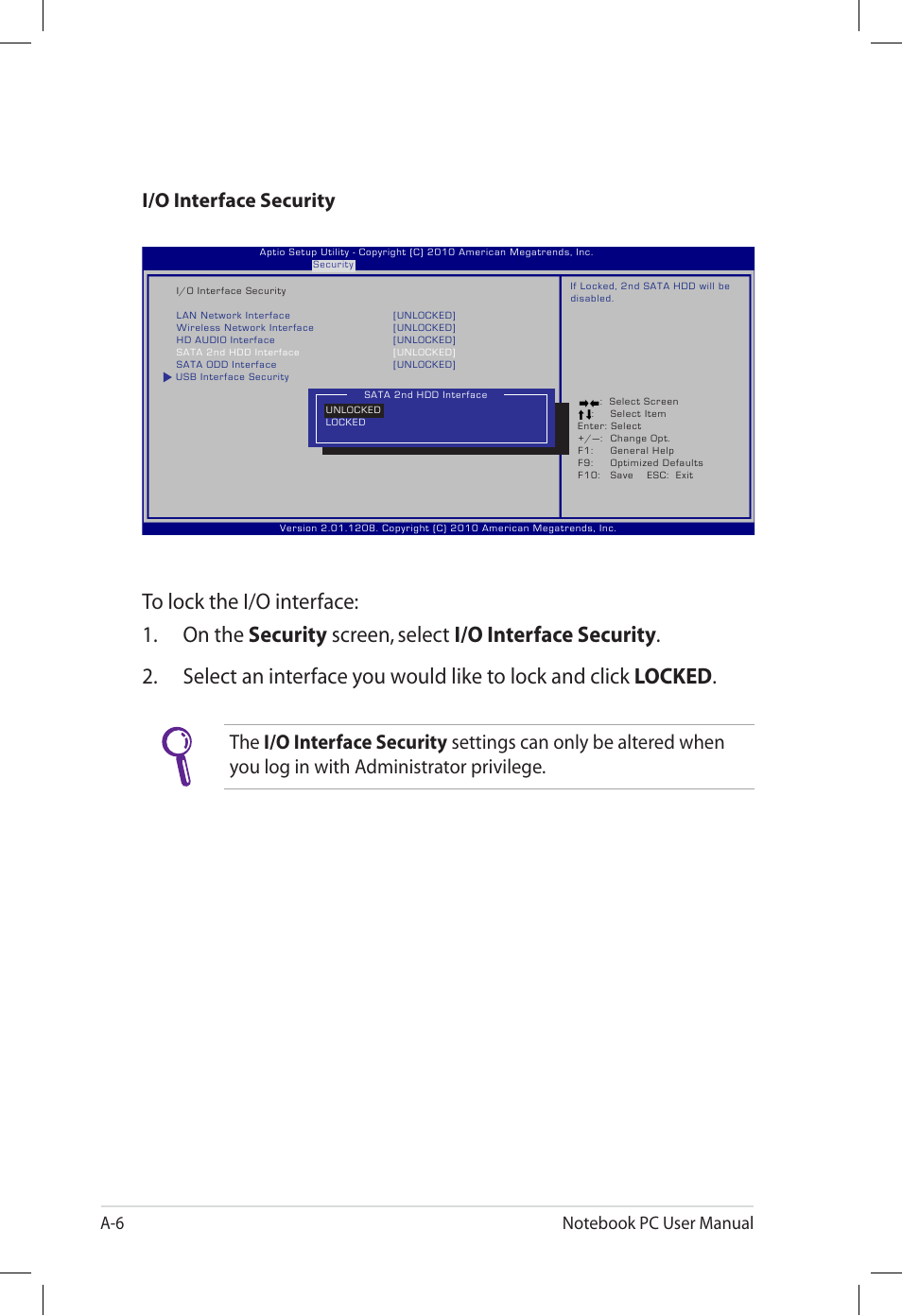 I/o interface security | Asus U57A User Manual | Page 82 / 118