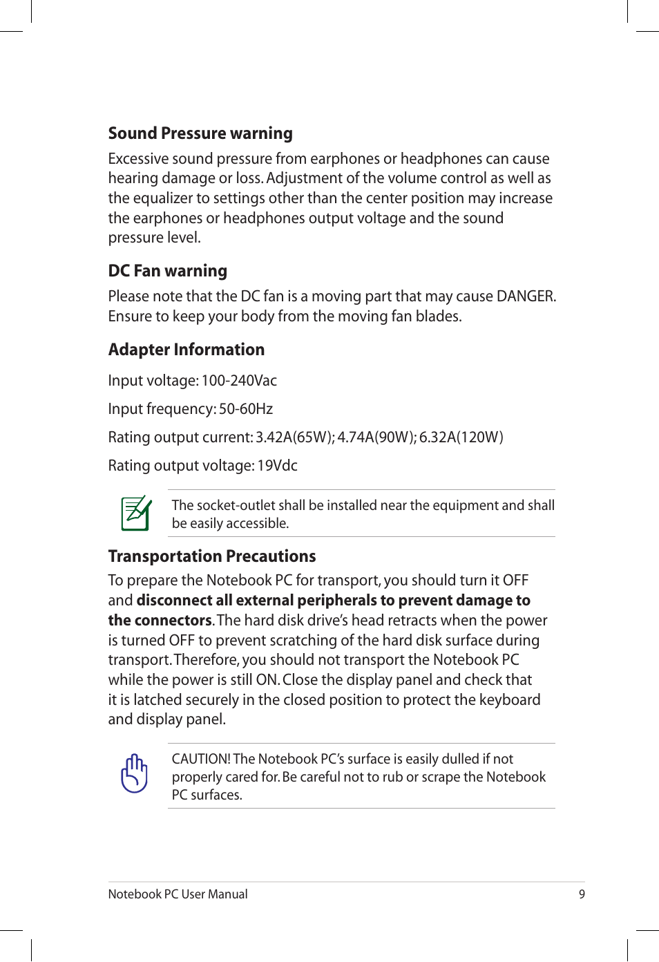 Asus U57A User Manual | Page 9 / 118