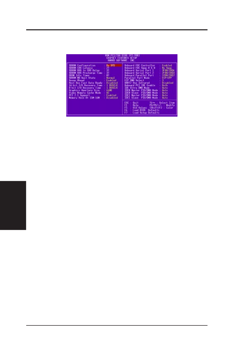 Iv. bios setup, Chipset features setup | Asus P2-99B User Manual | Page 48 / 96