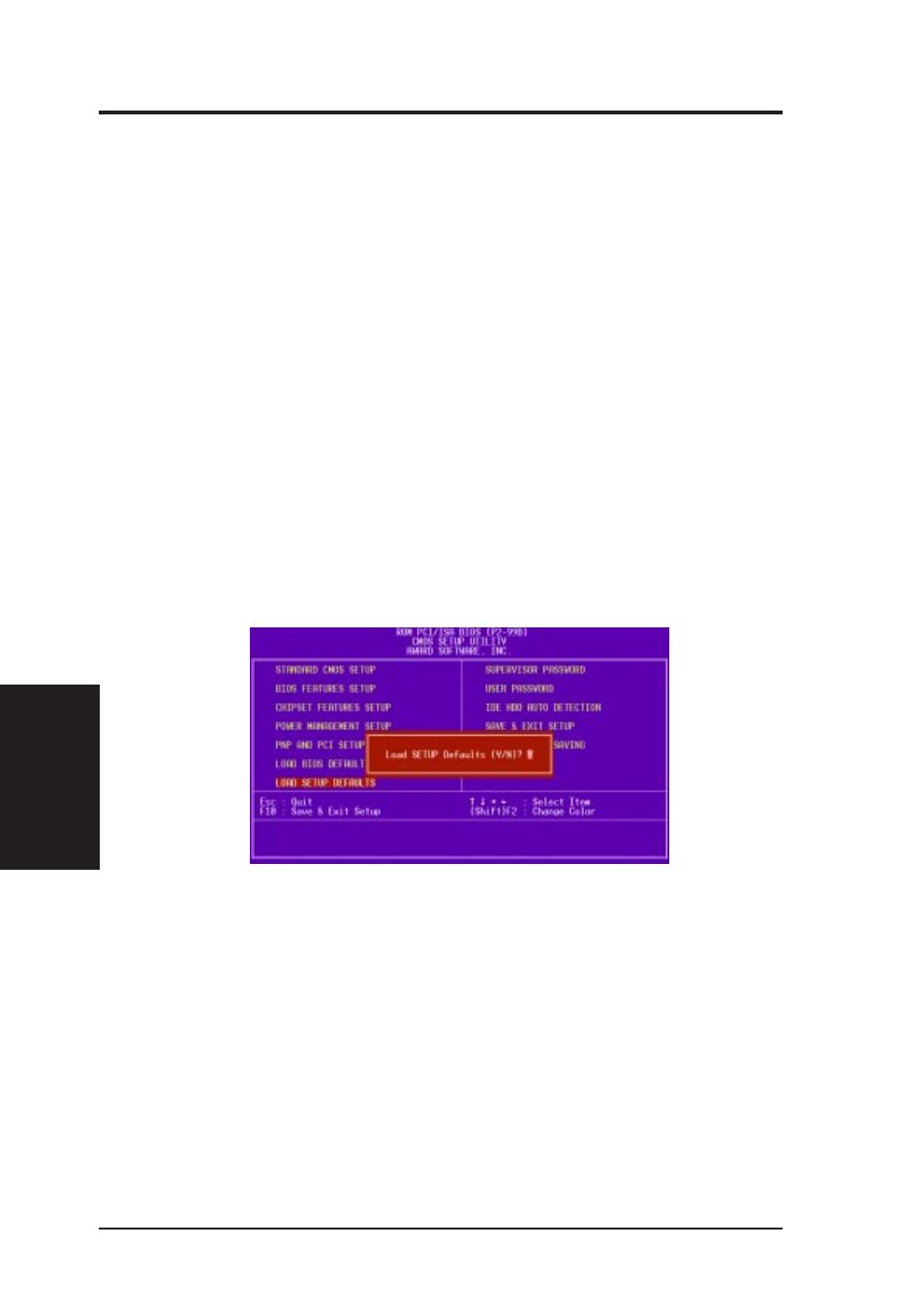 Iv. bios setup, Load bios defaults, Load setup defaults | Asus P2-99B User Manual | Page 56 / 96