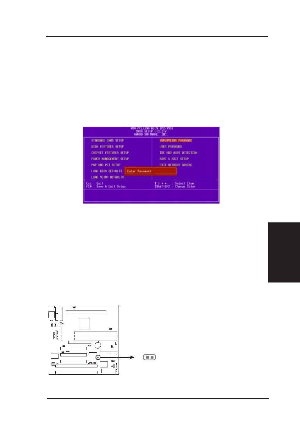 Iv. bios setup, Supervisor password and user password | Asus P2-99B User Manual | Page 57 / 96