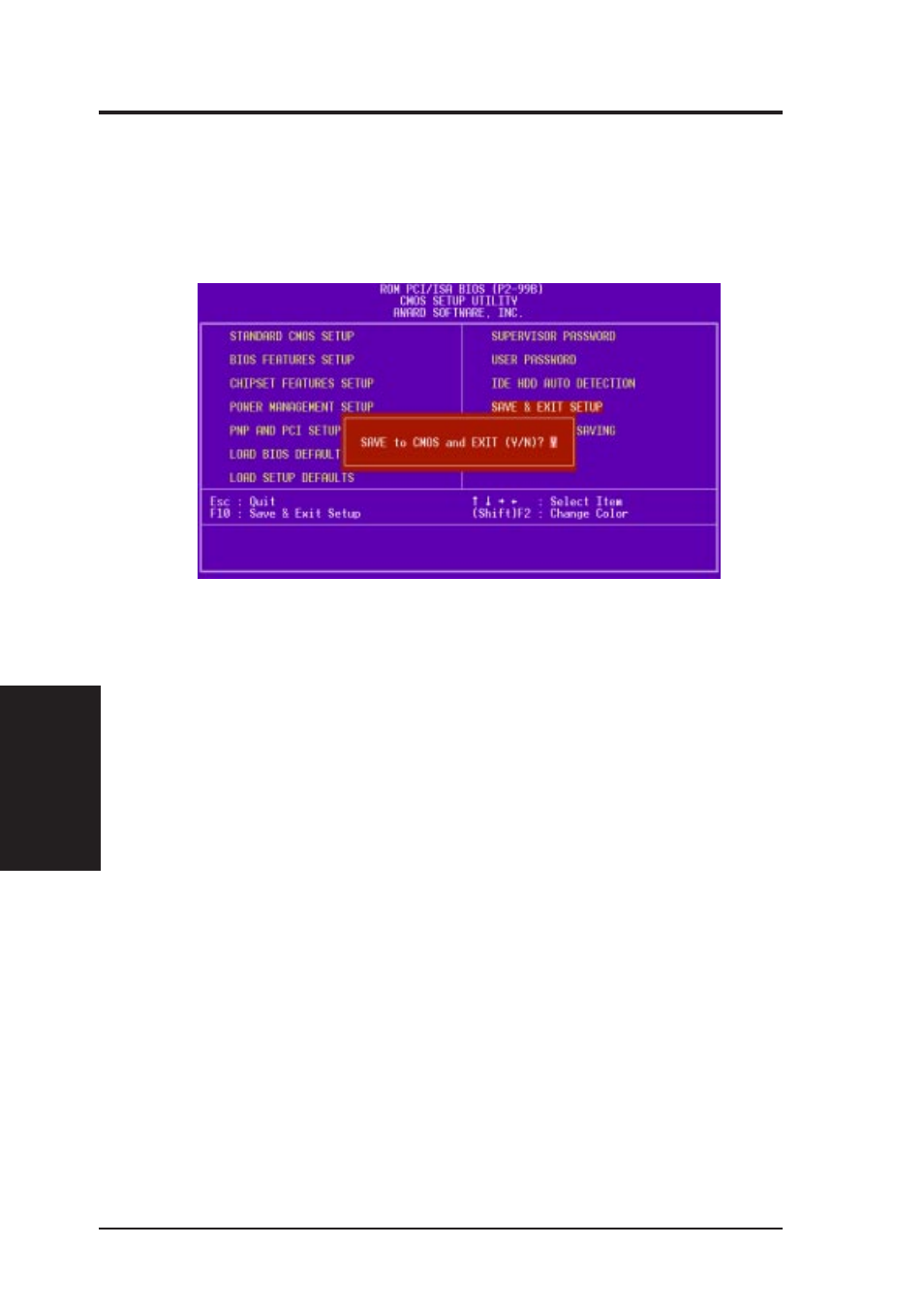 Iv. bios setup, Save & exit setup, Exit without saving | Asus P2-99B User Manual | Page 60 / 96