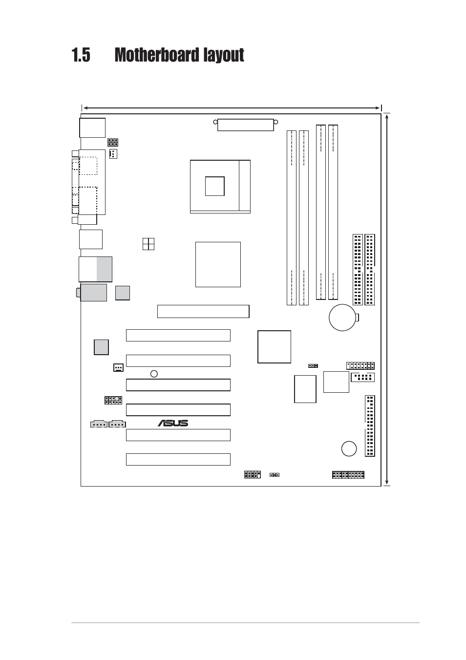 5 motherboard layout, 5cm (12.0in), 4cm (9.6in) | Asus P4S533-X User Manual | Page 17 / 64