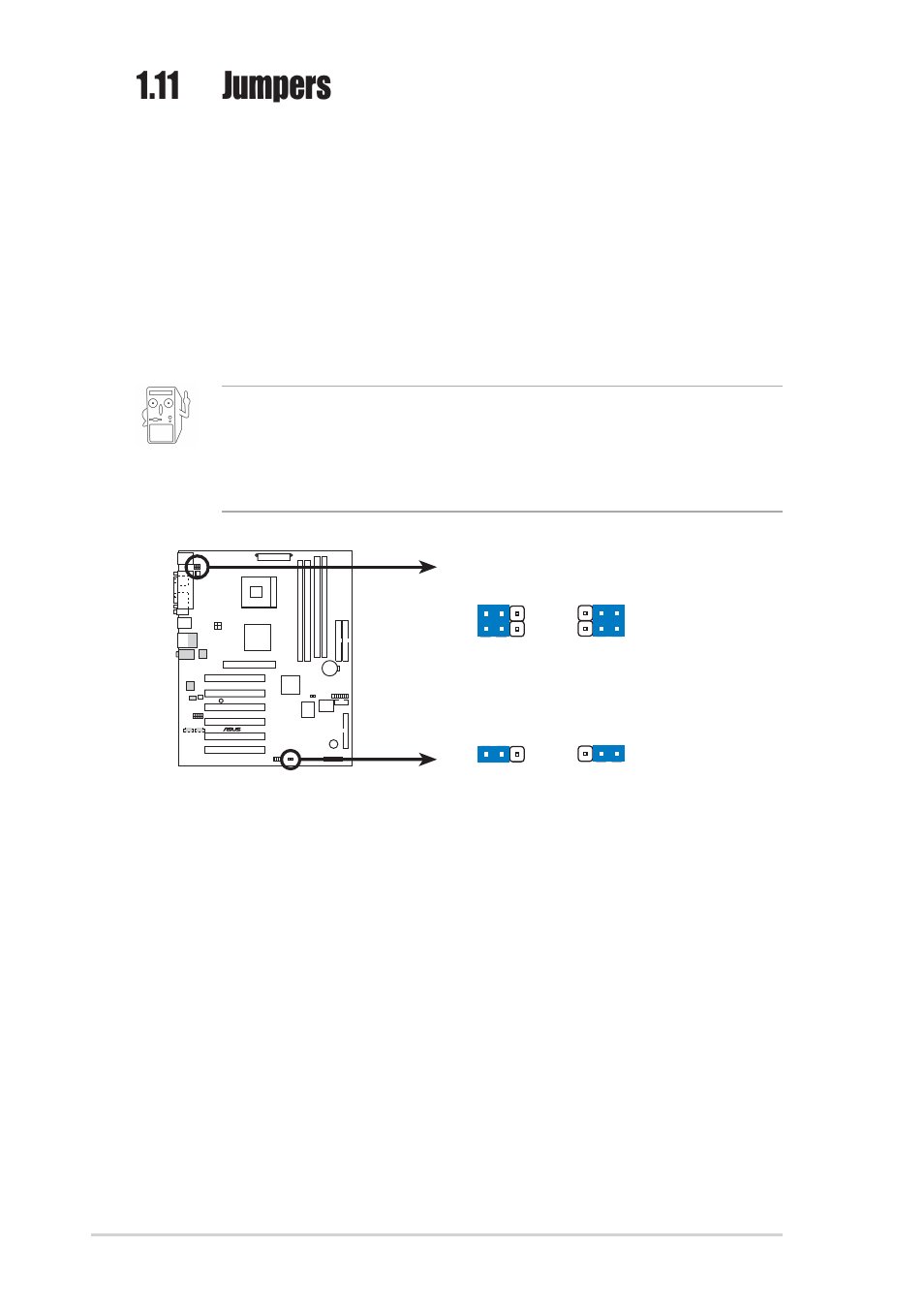 11 jumpers, 14 chapter 1: product introduction | Asus P4S533-X User Manual | Page 24 / 64