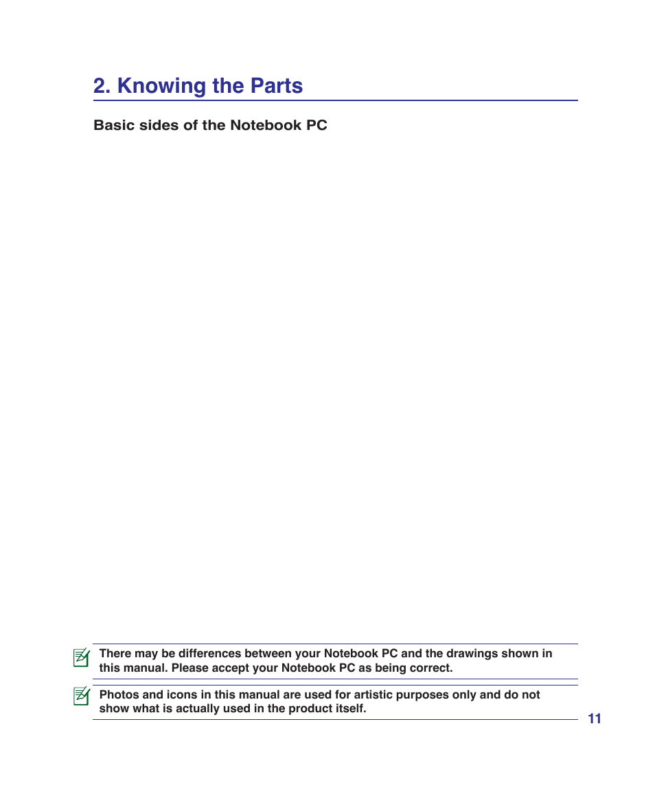 Knowing the parts | Asus VX5 User Manual | Page 11 / 94