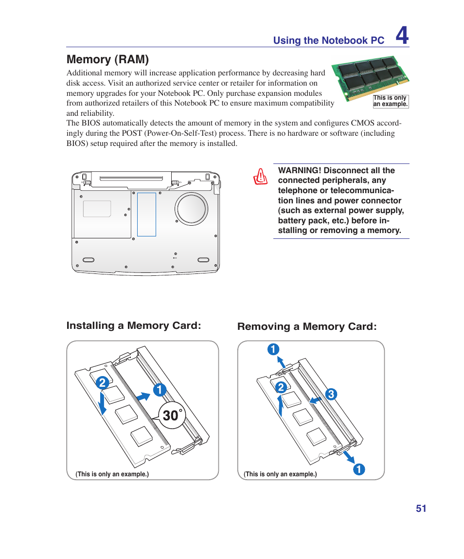 Memory (ram) | Asus VX5 User Manual | Page 51 / 94