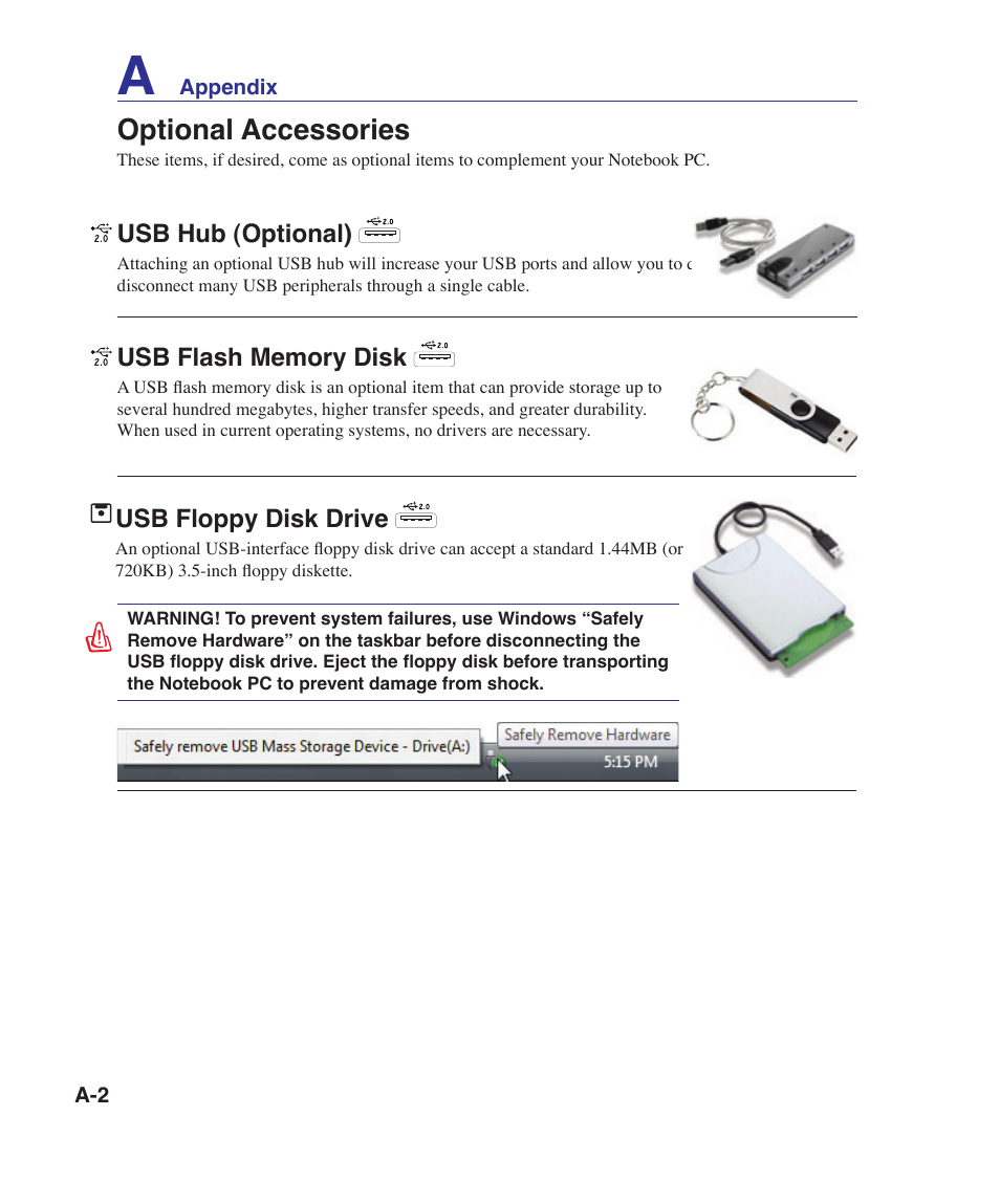 Optional accessories | Asus VX5 User Manual | Page 62 / 94