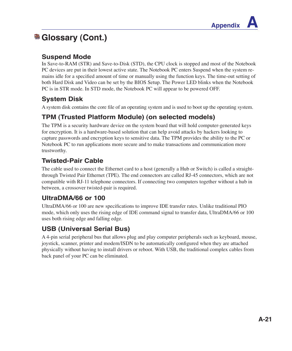 Glossary (cont.) | Asus VX5 User Manual | Page 81 / 94