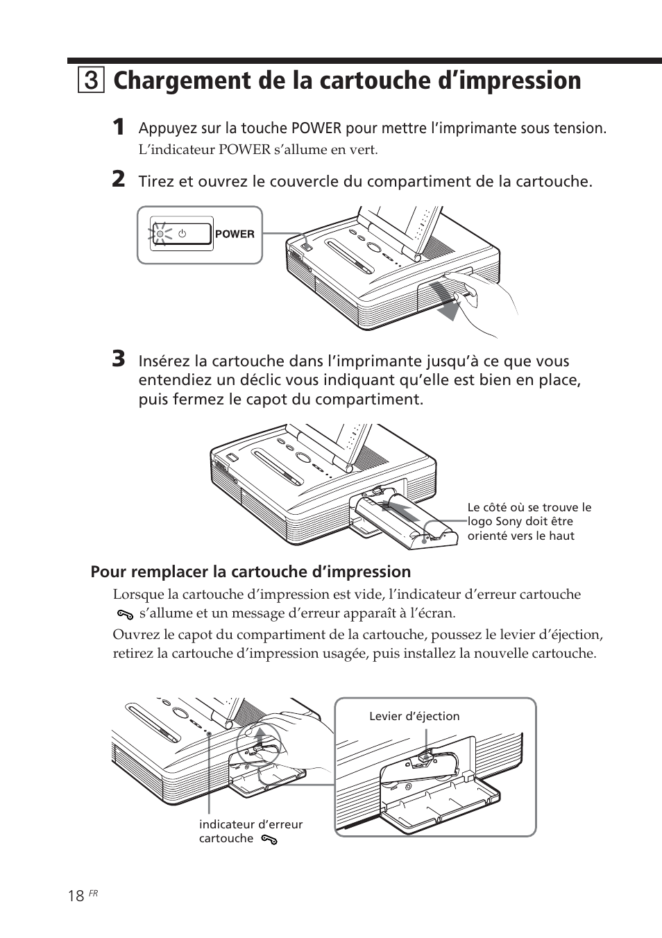 3 chargement de la cartouche d’impression, Chargement de la cartouche, D’impression | 3chargement de la cartouche d’impression | Sony DPP-EX7 User Manual | Page 116 / 296