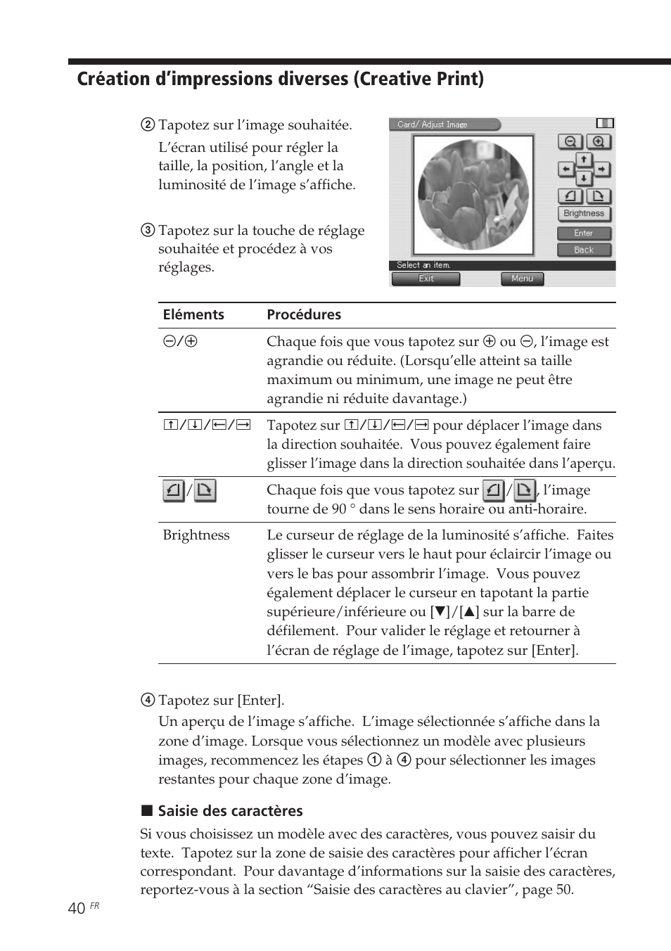 Création d’impressions diverses (creative print) | Sony DPP-EX7 User Manual | Page 138 / 296