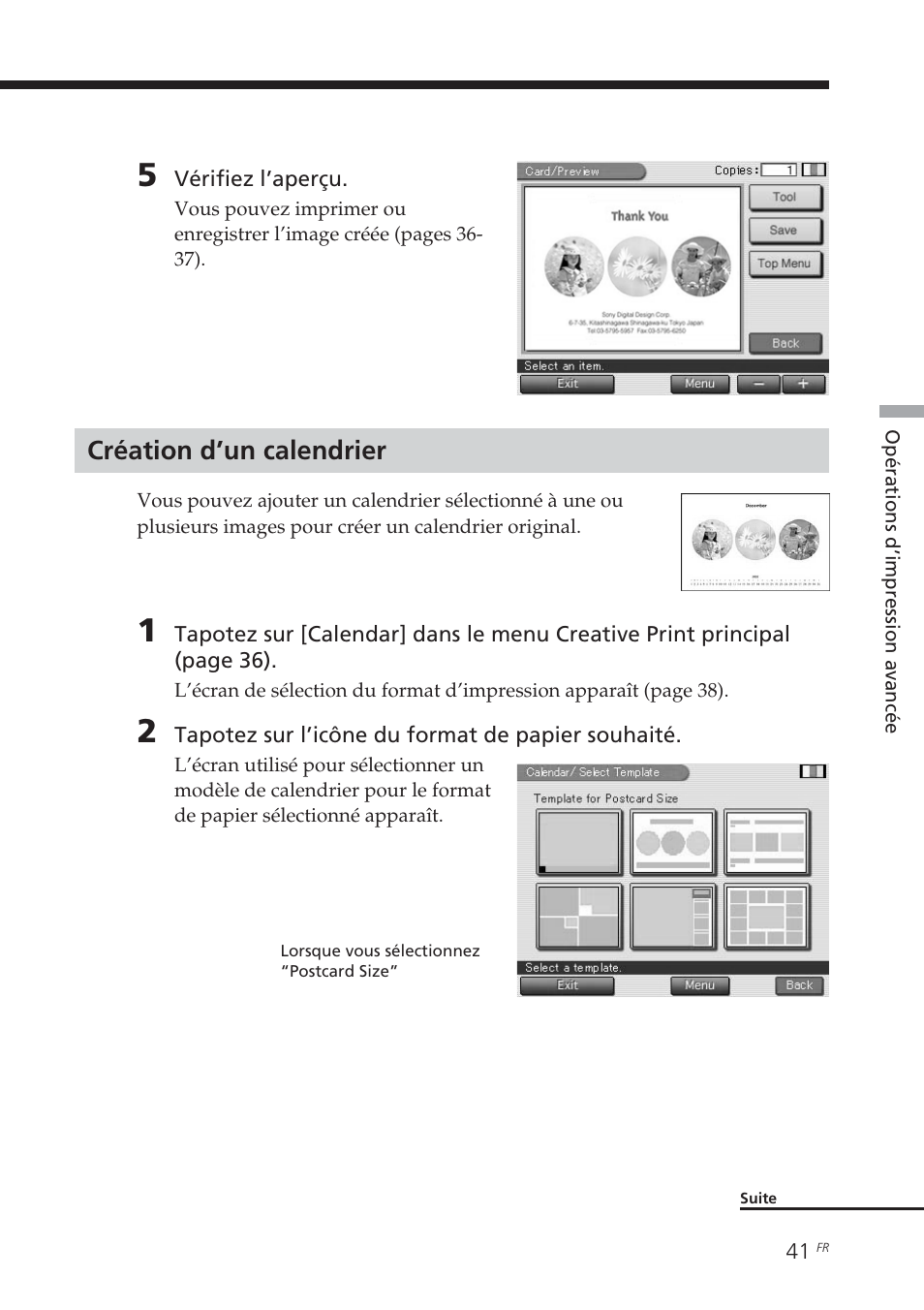 Création d’un calendrier | Sony DPP-EX7 User Manual | Page 139 / 296