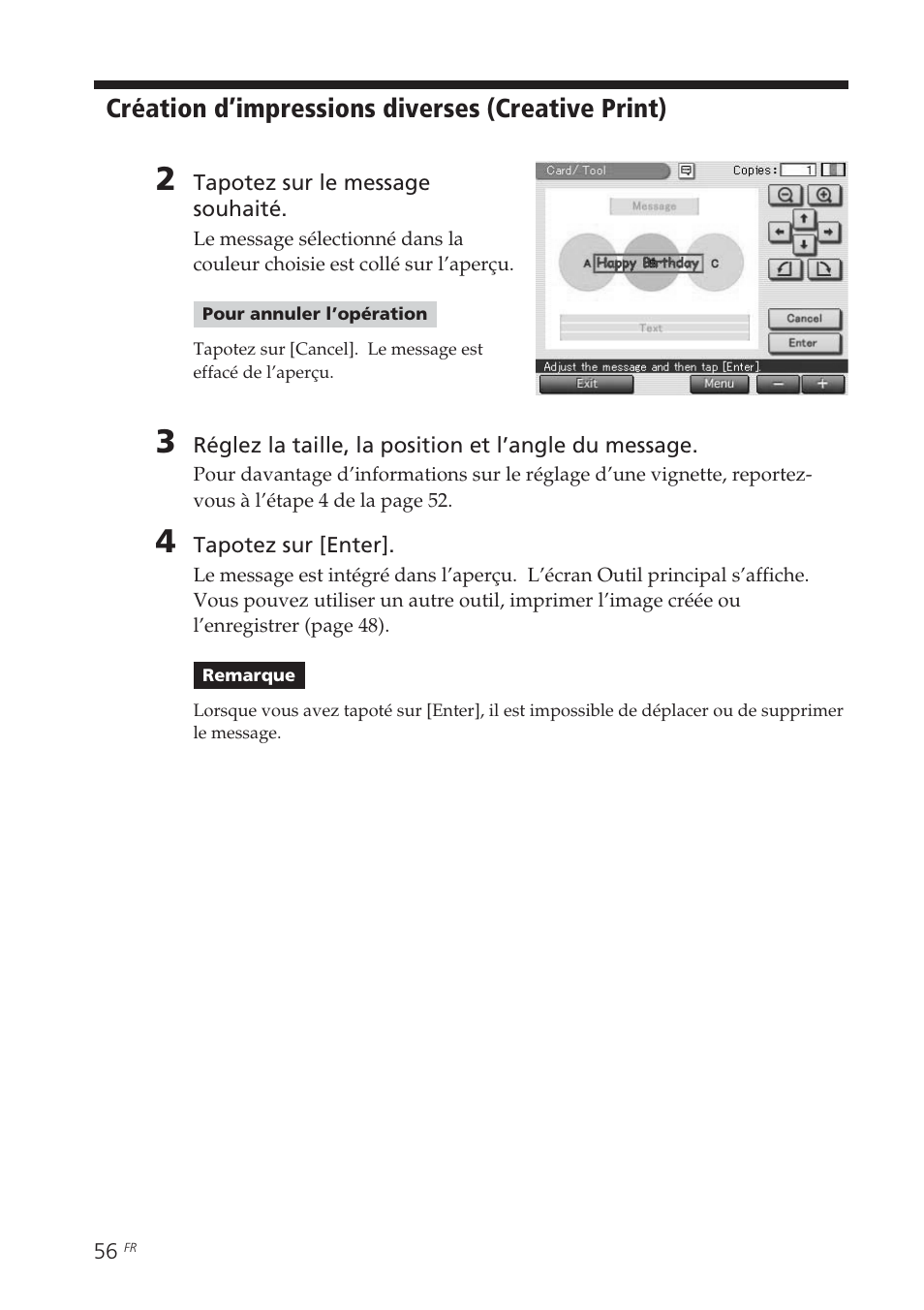 Création d’impressions diverses (creative print) | Sony DPP-EX7 User Manual | Page 154 / 296